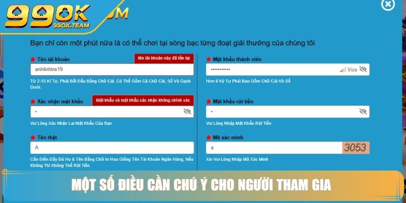 Một số điều cần chú ý cho người tham gia 