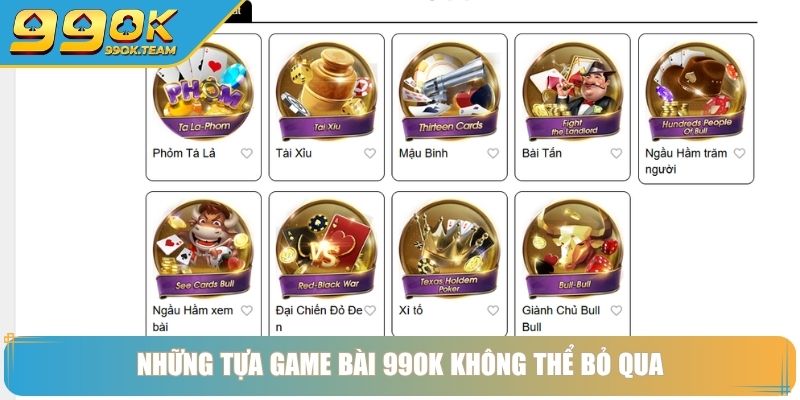 Những tựa game bài 99OK không thể bỏ qua