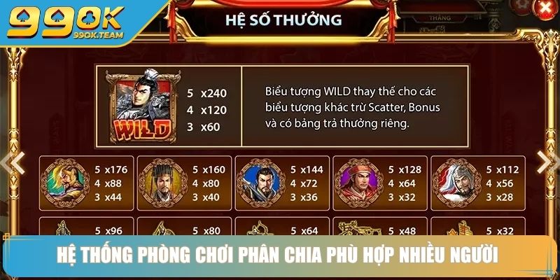 Hệ thống phòng chơi phân chia phù hợp nhiều người 