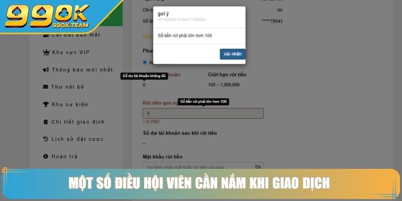 Một số điều hội viên cần nắm khi giao dịch 